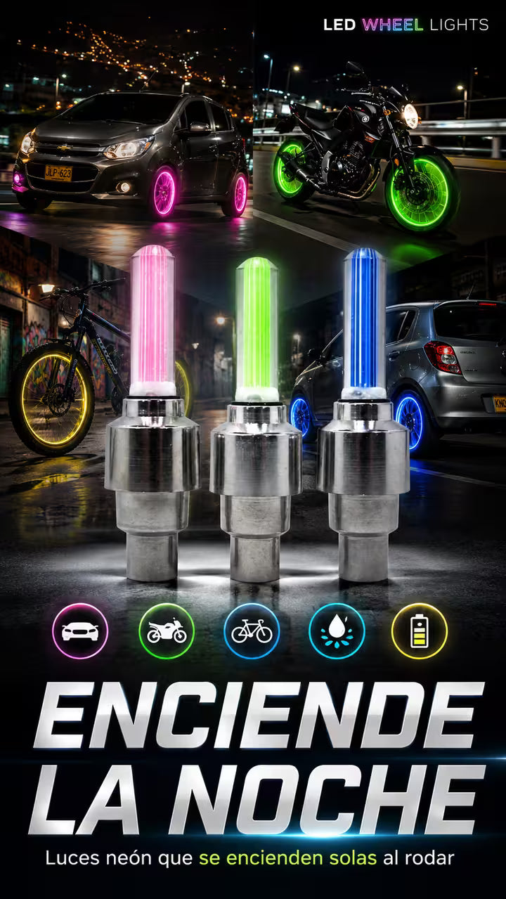 WHELL-LIGTHS*Luz neón LED que une estilo, presencia y seguridad — para moto, carro y bicicleta 🚗🏍️🚲