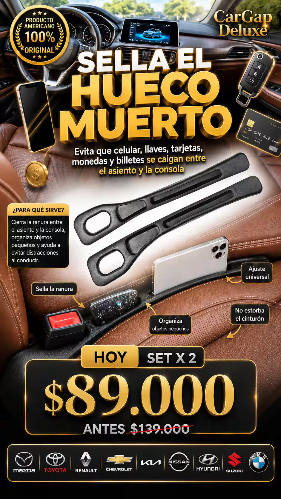 CarGap Deluxe PRODUCTO AMERICANO · 100% ORIGINAL DEJA DE BUSCAR COSAS EN EL HUECO DEL TERROR🤪🤣