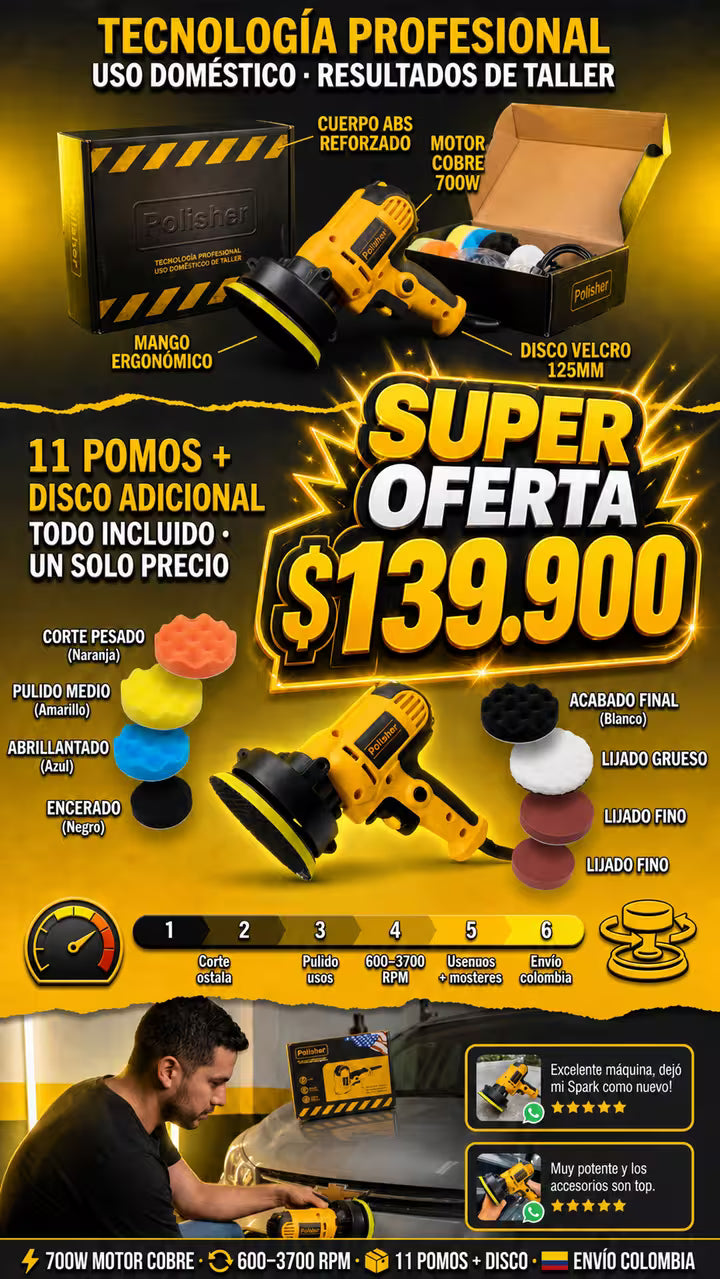 POLICHADORA ELECTRICA AMERICANA ORIGINAL ⭐11 POMOS INCLUIDOS Y DISCO ADICIONAL⭐