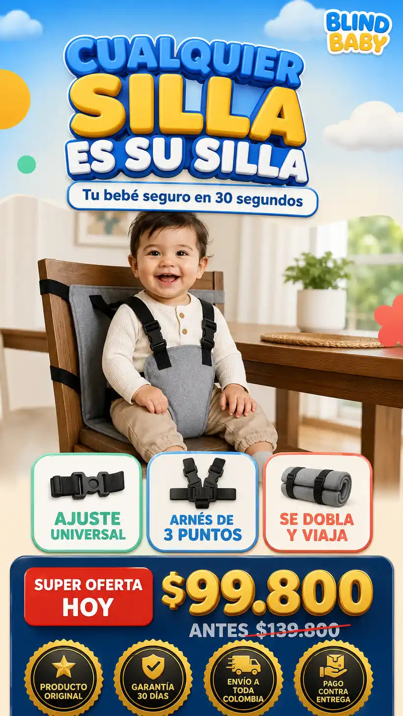 Arnés Portátil BLIND BABY: tu bebé no se para, no se resbala y no se ladea — en cualquier silla