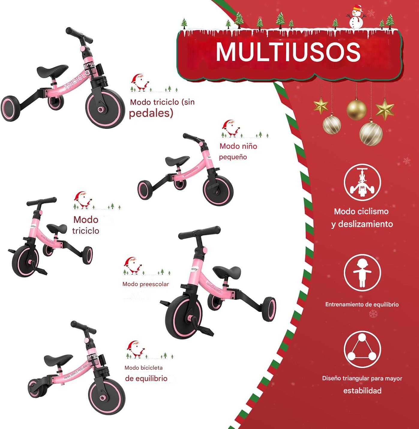 REGALA FELICIDAD ALEJALOS DE LAS PANTALLAS  3-en-1: modo sin pedales (equilibrio) → triciclo con pedales → bicicleta de entrenamiento