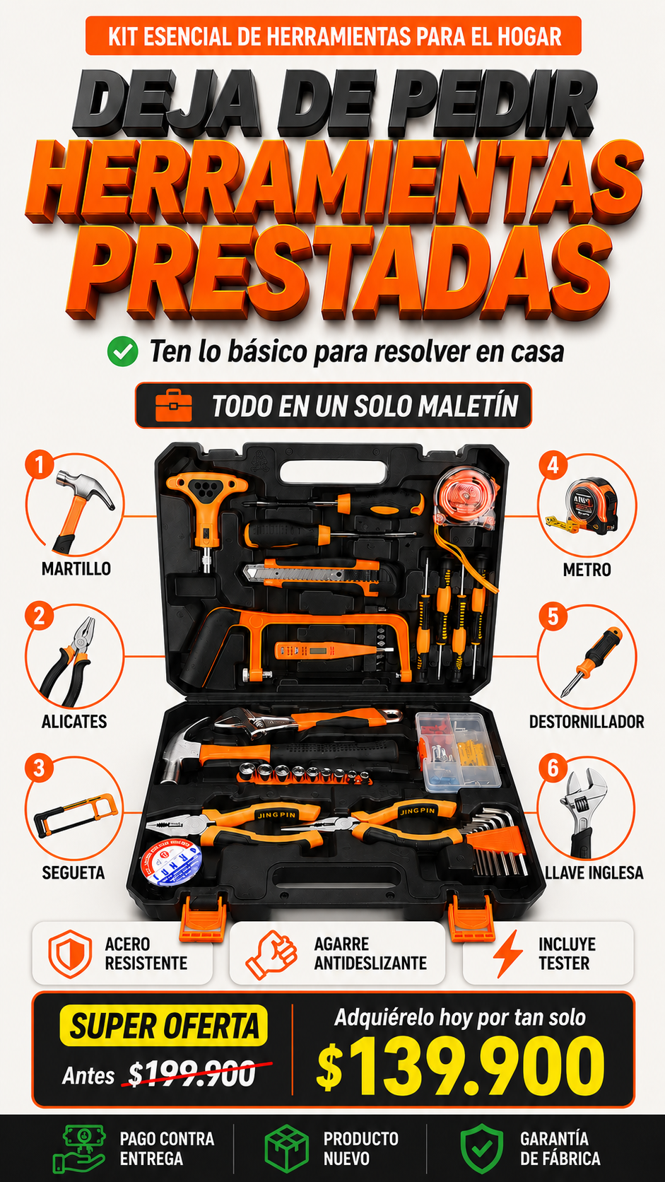 set  de herramientas basicas para el hogar