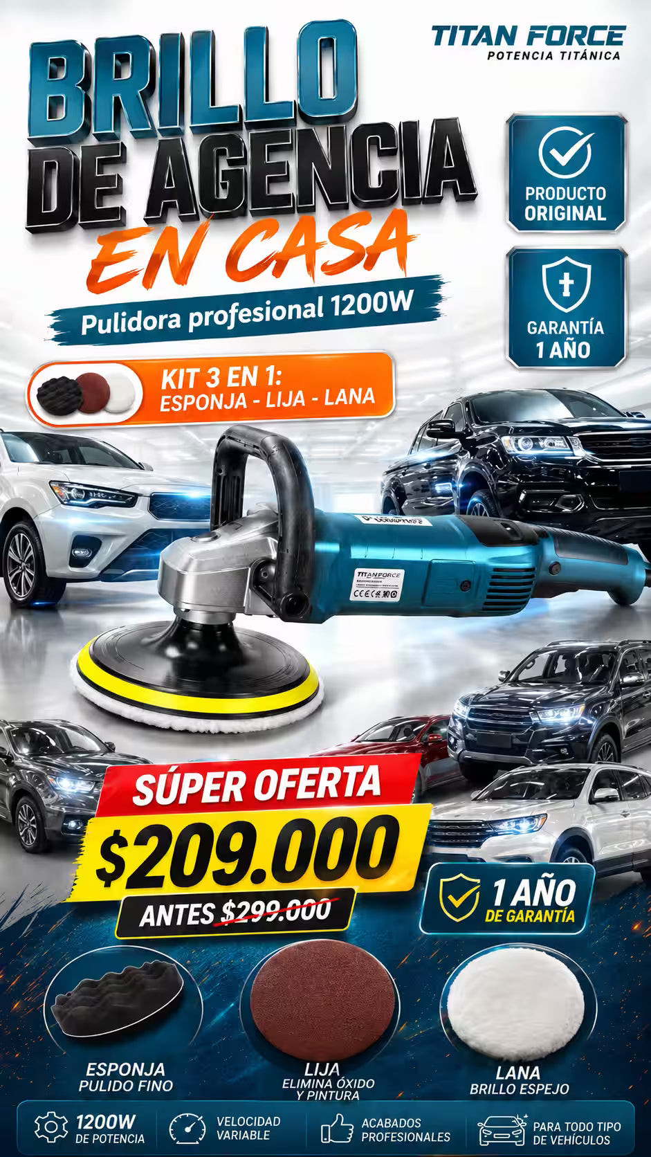 Polichadora Profesional TITAN FORCE — para los que de verdad aman y cuidan su inversión.