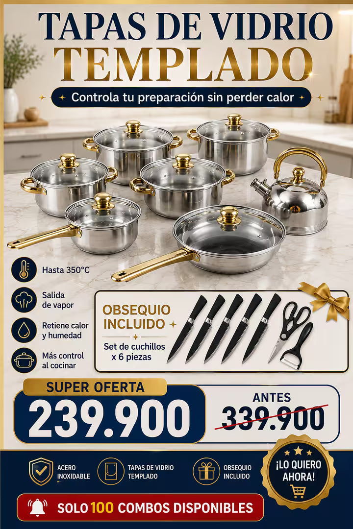 "Cambia esas ollas viejas que dan pena 🙈 ¡Estrena con COOWARK  CHEF 12 piezas + set de cuchillos x 6 piezas