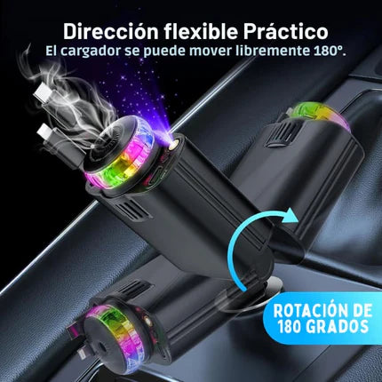 FreshDrive® 5 en 1 Cargador ANDROID Y IPHONE + Aromaterapia + Luz Estelar + 3 Esencias gratis 🔥HOY 35% DCTO🔥