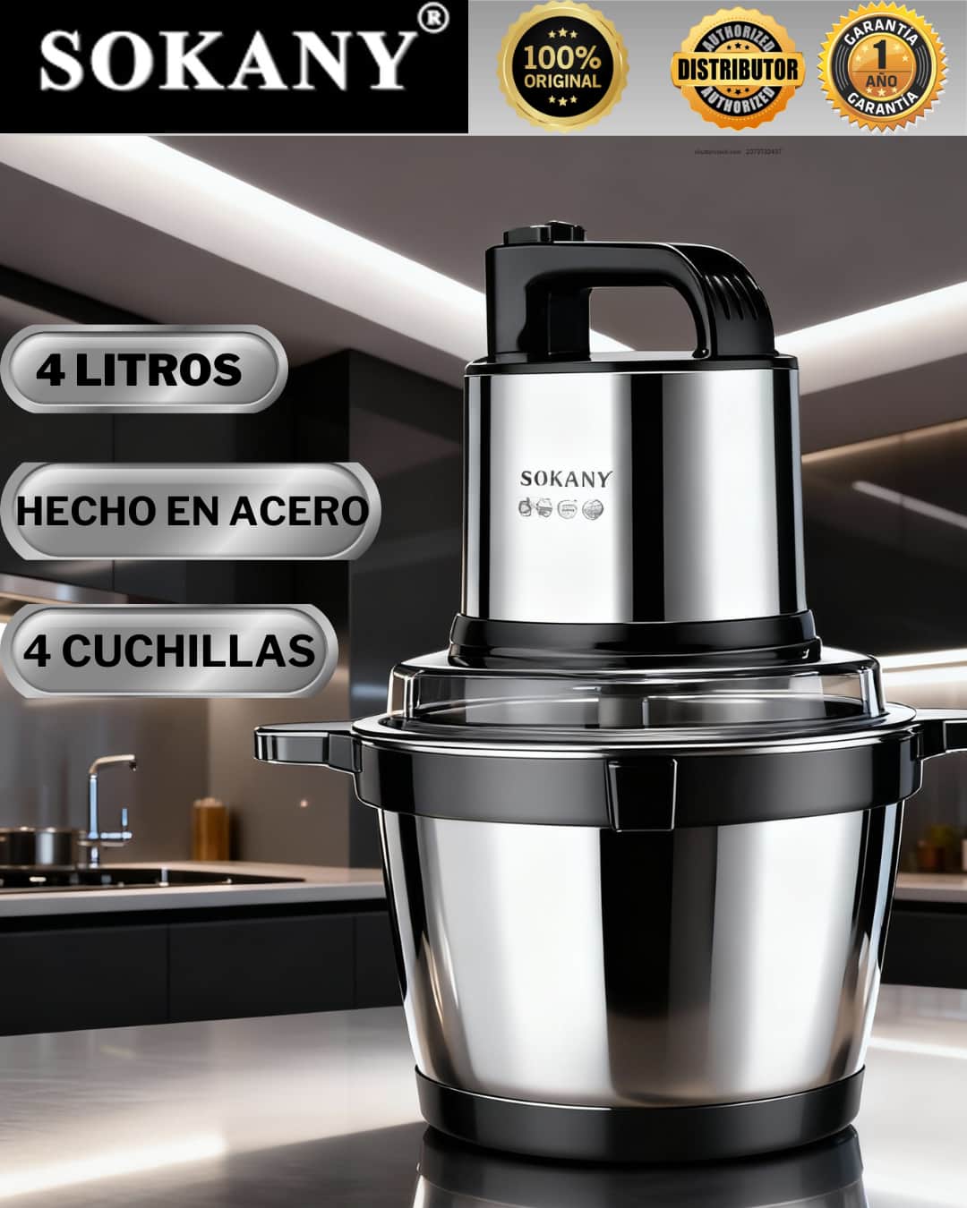 PICADORA SOKANY ORIGINAL 4 LITROS ⭐⭐⭐ HOY GARANTIA DE 1 AÑO⭐⭐⭐