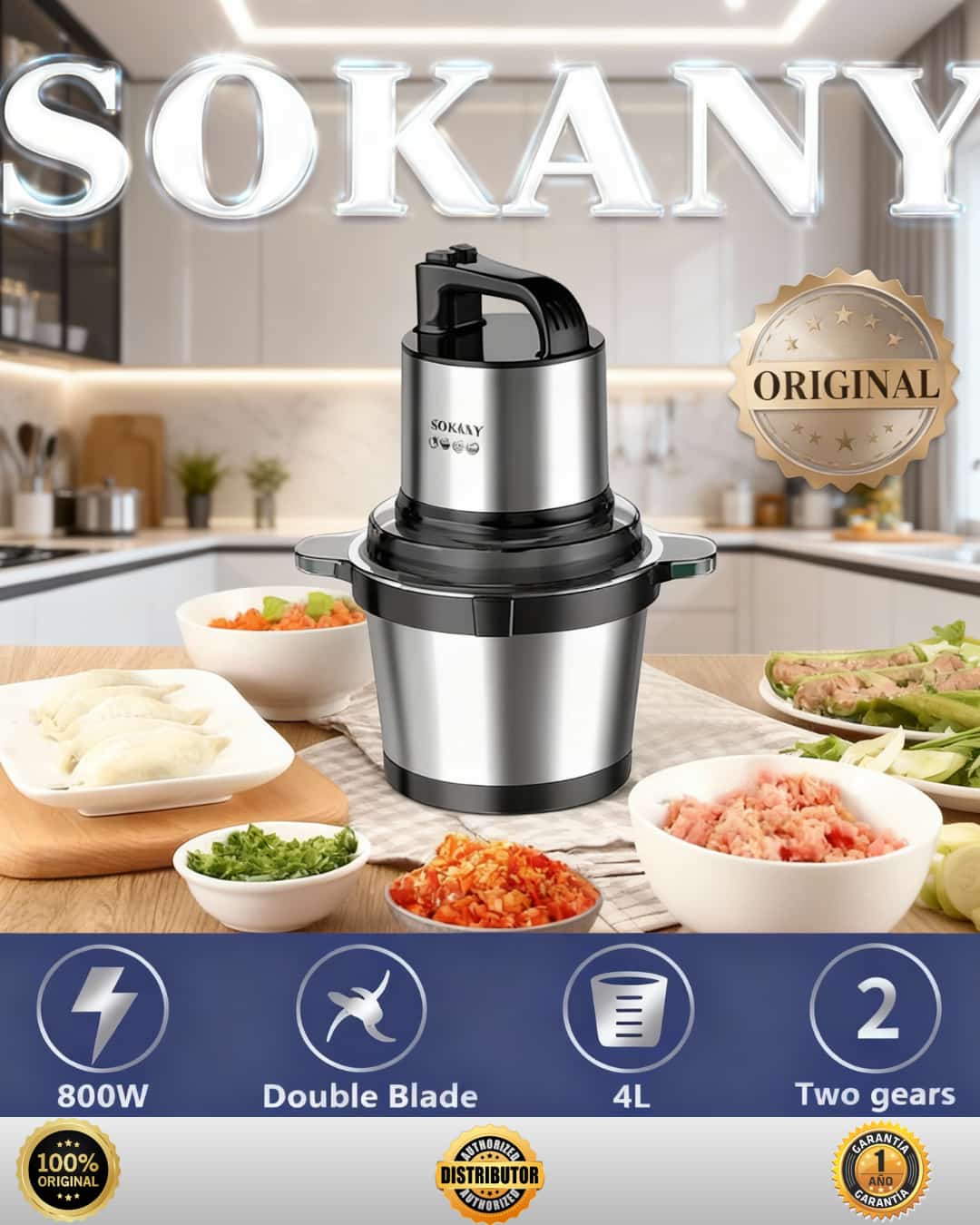 PICADORA SOKANY ORIGINAL 4 LITROS ⭐⭐⭐ HOY GARANTIA DE 1 AÑO⭐⭐⭐