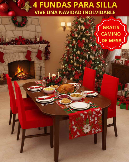 ⭐4 FUNDAS NAVIDEÑAS UNIVERSALES PREMIUN SOLO FONDO ⭐ HOY OBSEQUIO 🎁 CAMINO DE MESA + DOS FUNDAS ADICIONALES 🎄