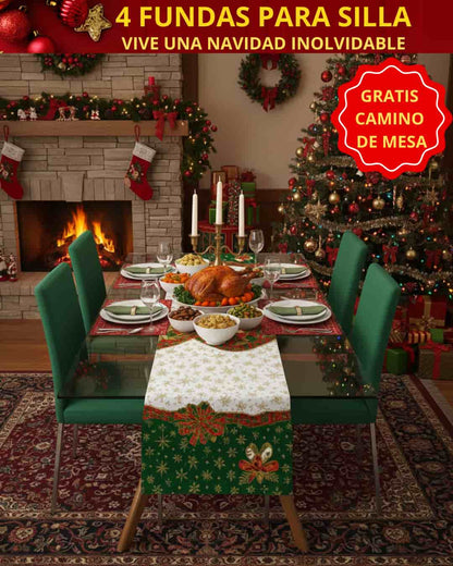 ⭐4 FUNDAS NAVIDEÑAS UNIVERSALES PREMIUN SOLO FONDO ⭐ HOY OBSEQUIO 🎁 CAMINO DE MESA + DOS FUNDAS ADICIONALES 🎄